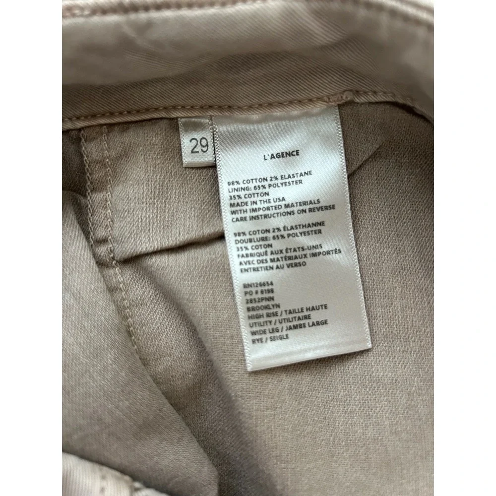 L'AGENCE Brooklyn High Rise Utility Wide Leg Cargo Pants Rye Tan Sz29 Designer - Picture 7 of 11